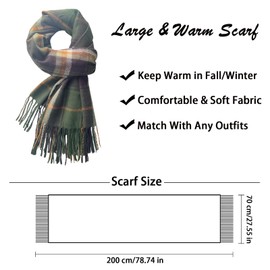 CYian Winter Scarf for Women Cashmere Feel Plaid Scarf Blanket Scarfs Winter Fall Shawls and Wraps Large Scarves Gifts Green
