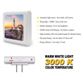 Plug in Dimmable LED Night Light with Dusk to Dawn Auto Sensor, Adjustable Brightness, Warm Light, Auto On-Off Nightlight for Bathroom, Hallway, Nursery, Bedrooms - Lighthouse at Dusk