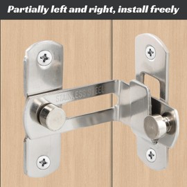 90 Degree Door Lock, Pack of 2 Sliding Door Lock, Sliding Door Lock with Screws, Stainless Steel Gate Latch, Right Angle Buckle, for Door, Indoor, Outdoor, Barn, Window, Cabinet (Black)