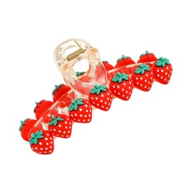 Large Strawberry Cherry Design Hair Claw, Vibrant Fruit-Shaped Hair Accessory with Red Plastic Grip