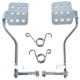 QASKEHKT Brake Throttle Pedals with Return Springs Kit for 196cc 6.5hp Road Rocket Azusa Fun Kart Radio Flyer Carter Go Kart Vintage Go Cart Racing Drift Trike Heavy Duty Parts Silver