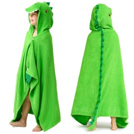 Joiedomi Dinosaur Hooded Towel for Kids - Soft Cotton Bath Beach Towel - 30" x 50" for Kids 3-10 Years - Toddler Pool Towel with Hood - Absorbent Swim Towel Poncho for Boys Girls