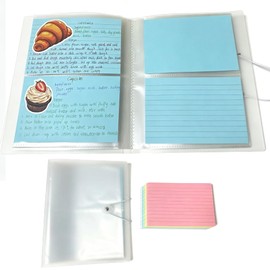 Recipe Organizer Set - 80 Pockets Holder and 80 Thickened Cards Recipe Book with Plastic Sleeves 4x6in Colorful Cards Waterproof Protectors for Kitchen Cookbook Cooking Lover Recipes Card Holder