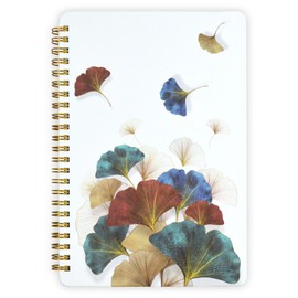 Mlife 1 Pack Spiral Notebook Journal for Women，8.5" x 6" Robust Hardcover College Ruled Notebook with Pockets, 160 Lined Pages, 100 GSM Thick Paper for School Office Work Gifts （Ginkgo）