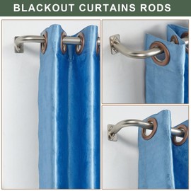 Brushed Nickel Curtain Rods for Windows 28 to 48 Inch, Wrap Around Curtain Rods 2 Pack, Adjustable Room Darkening Blackout Curtain Rods, Heavy Duty 1-Inch Diameter Telescoping Drapery Rod