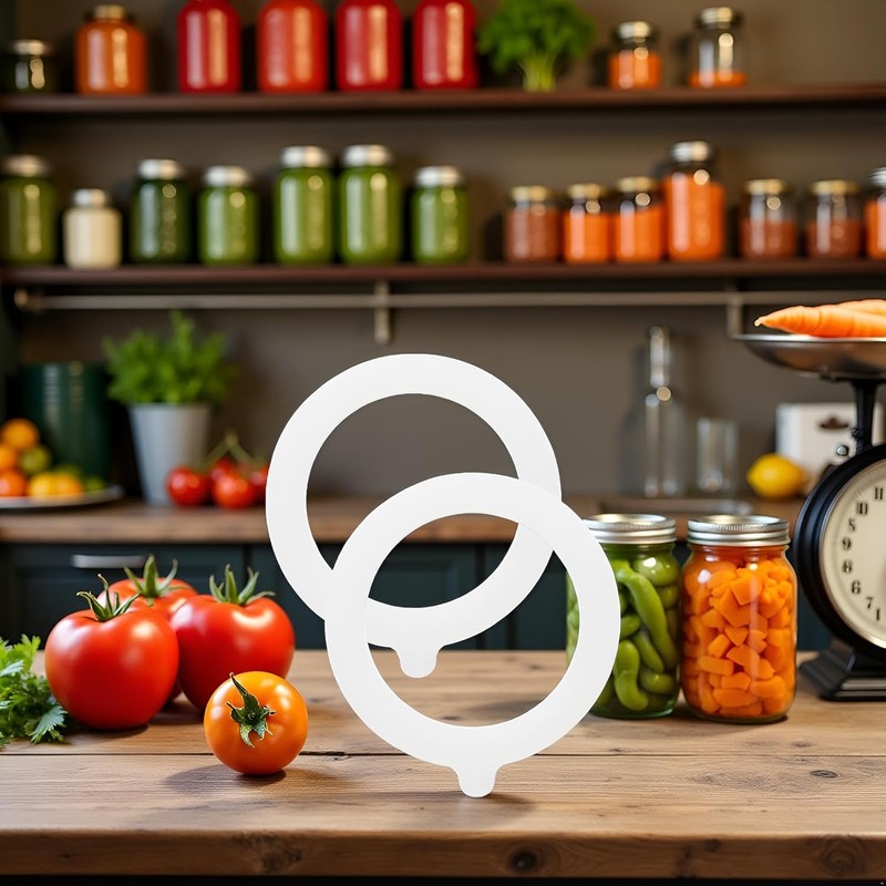 2Pcs White Silicone Jar Gaskets Replacement Rubber Seals Rings Sealing