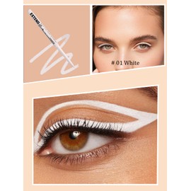 Matte Liquid Eyeliner Pen, Waterproof, Colourful Eyeliner Pen Lasts 24 Hours, Pigmented With Long-Lasting, Smudgeproof, Ultrapigmented, Quick Drying, Creates Defined Lines, Vegan-01 White