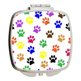 Island Gifting - Colorful Pawprints Paw Prints Design Design - Square Compact Mirror - Travel Mirror
