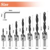 Eeych 7Pcs Countersink Drill Bits HSS with 1 Hex Key