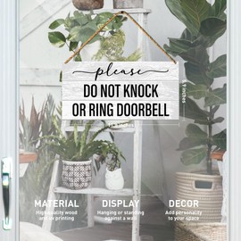 Do Not Knock Sign for Front Door Porch, Home Office No Soliciting Sign Decor for Wall Decorations, Housewarming Gifts for New House Home Women Men, Please Do Not Ring Doorbell