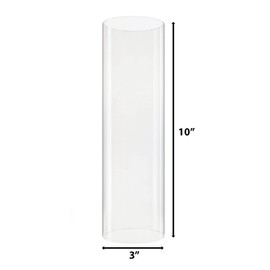 CYS EXCEL 2 PCS (H:10" D:3") Open Ended Glass Hurricane Candleholder Tube Shade | Multiple Size Choices Open Flame Candle Chimney Tube Cover | Bottomless Cylinder