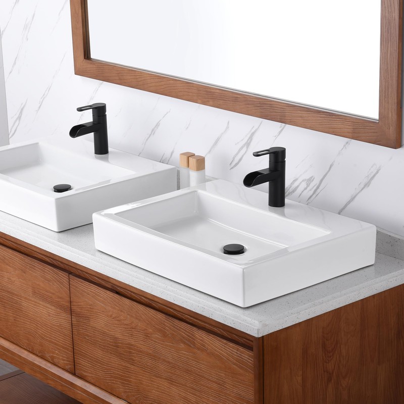 Luxier CS-021 Modern 24 in. Rectangular Bathroom Ceramic Vessel Sink