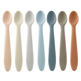 PandaEar Paquete de 7 Cucharas de Silicona para Alimentación del Bebé, Cuchara de Entrenamiento para la Primera Etapa, Utensilios para la Alimentación del Bebé, Cuchara para Destete del Bebé sin BPA