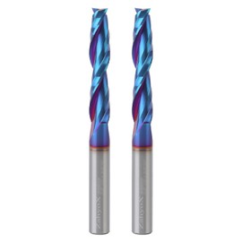 ZahyoX Upcut Spiral CNC Bit, Nano Coated Solid Carbide Straight Router Bit, 3/8" Cutting Dia, 3/8" Shank, 2" Cutting Length, 4" Overall Length, CNC Router Bits, CNC End Mill, 2 Pack