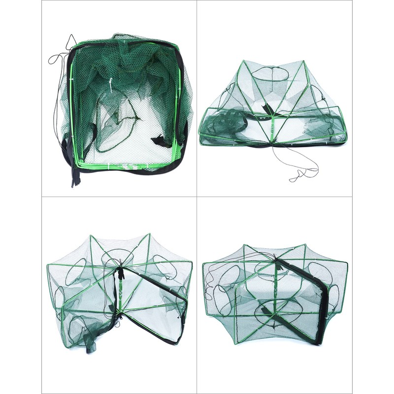 QWORK® Foldable Fishing Net, Nylon Crab Net, Shrimp Net, Perfect