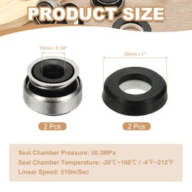 PATIKIL Mechanical Seal Kit, 2 Pcs 10mm / 0.4 Inch Gas Water Pump Replace Mechanical Shaft Seal Replacements Kit