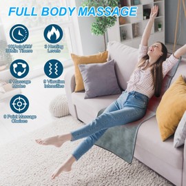 KOCASO Full Body Electric Massage Mat,Heat Vibration Massage Pad Cushion Back Massage Mattress Chair Pad with Neck Massage Pillow with 10 Vibration Motors Timer Anti-Slip Bottom