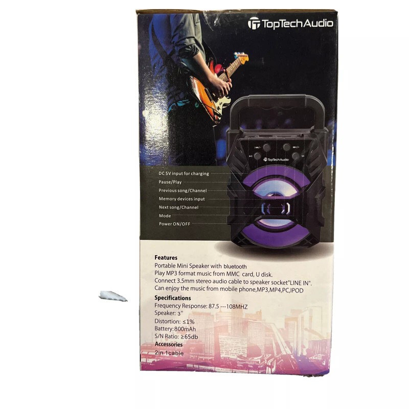 TopTech Top Tech Audio Portable Speaker, Bluetooth 400 Watt with