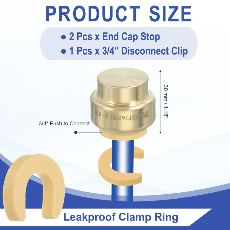 PATIKIL 6 Pcs End Cap Stop Valve 3/4" Compression Water