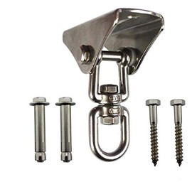Chiloskit 304 Stainless Steel Heavy Duty 360° Rotate Swing Fixed Buckles Hook Hanger for Yoga Hammock Chair Sandbag Swing Fixed Accessories Set Permanent Antirust with Screw (Type C (360°))