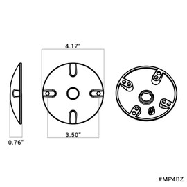 HTM LIGHTING SOLUTIONS 4 in. Round Weatherproof Electrical Junction Box Cover with 1/2 in. NPT Thread Outlet for Indoor/Outdoor Use – Landscape Accessories – Bronze (4-Pack)