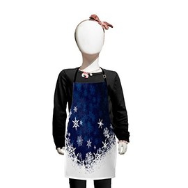 Lunarable Snowflake Apron, Winter Theme Christmas Illustration Cold Weather Season Inspired Celebration, Small Apron Bib with Adjustable Ties for Baking Painting, Small Size, Indigo White