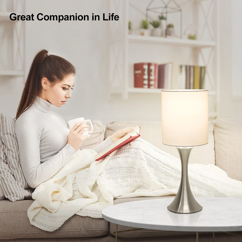 Touch Control Table Lamp, 3-Way Dimmable Bedside Lamp for Living
