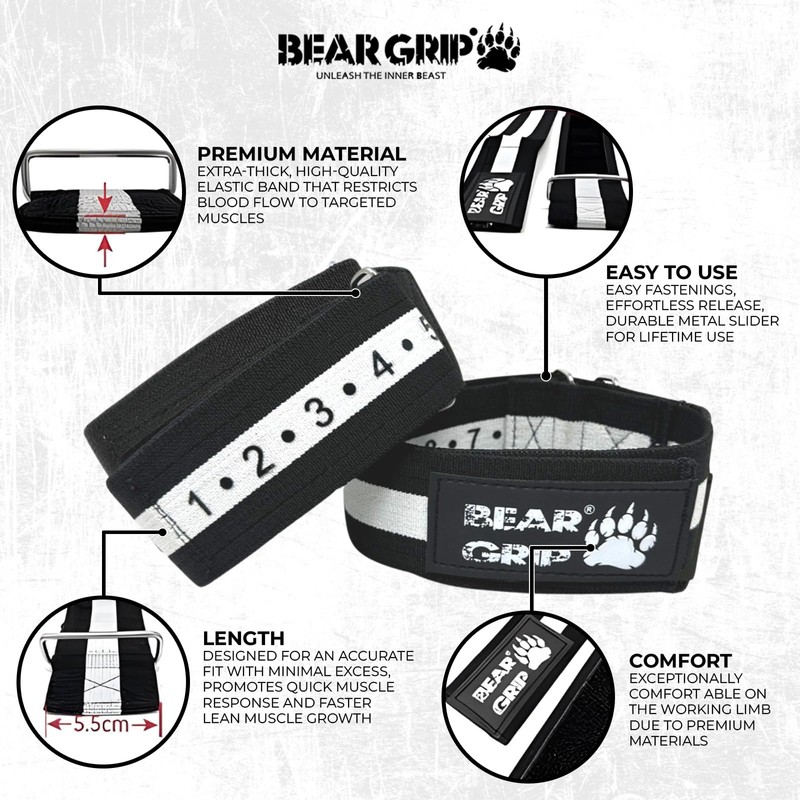 Bear Grip Occlusion training bands., Black / White, l