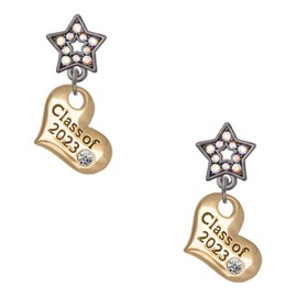 Delight Jewelry Goldtone Class of 2023 Heart Midnight Dream Big Star Post Earrings