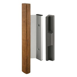 Prime-Line C 1019 Diecast Aluminum, Sliding Door Handle Set with Hard Wood Handle (Single Pack)