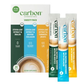 Carbon Sweeteners Variety Pack – Zero Sugar Natural Stevia Sweetener with Collagen, Turmeric, and Inulin – Supports Joint, Skin, Immunity & Gut Health – 30 Single Serve Sachets (3 Functional Flavors, 10 Each)