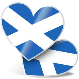 2 x Heart Stickers 7.5 cm - Scottish Flag Scotland Britain Laptop Tablet Luggage Scrapbook #15675