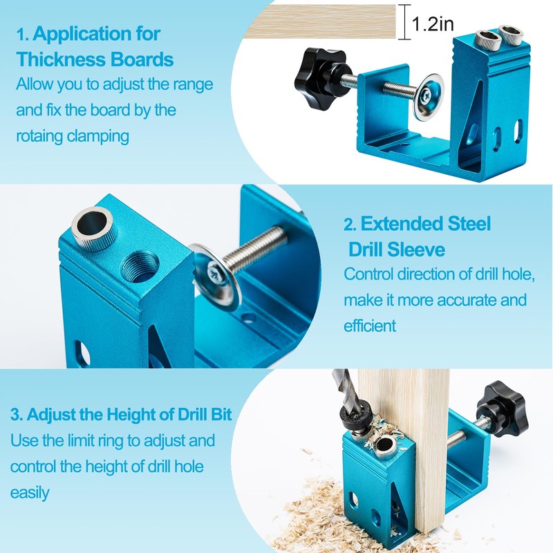 Pocket Hole Jig Kit Dowel Drill Joinery Screw Kit Carpenters