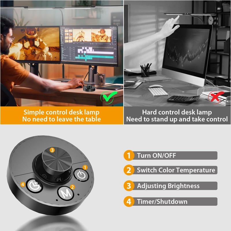 iVict Desk Lamp for Home Office, 24W Flexible Gooseneck Table