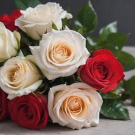 KaBloom PRIME NEXT DAY DELIVERY - Holiday Collection: 12 Red and white Roses .Gift for Birthday, Sympathy, Anniversary, Get Well, Thank You, Valentine, Mother’s Day Fresh Flowers