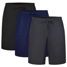 EA'S SECRET Mens Pajama Shorts Rayon Made From Bamboo Sleep Shorts with Pockets Soft Lightweight Lounge Pants 3 Pack (3C,M)
