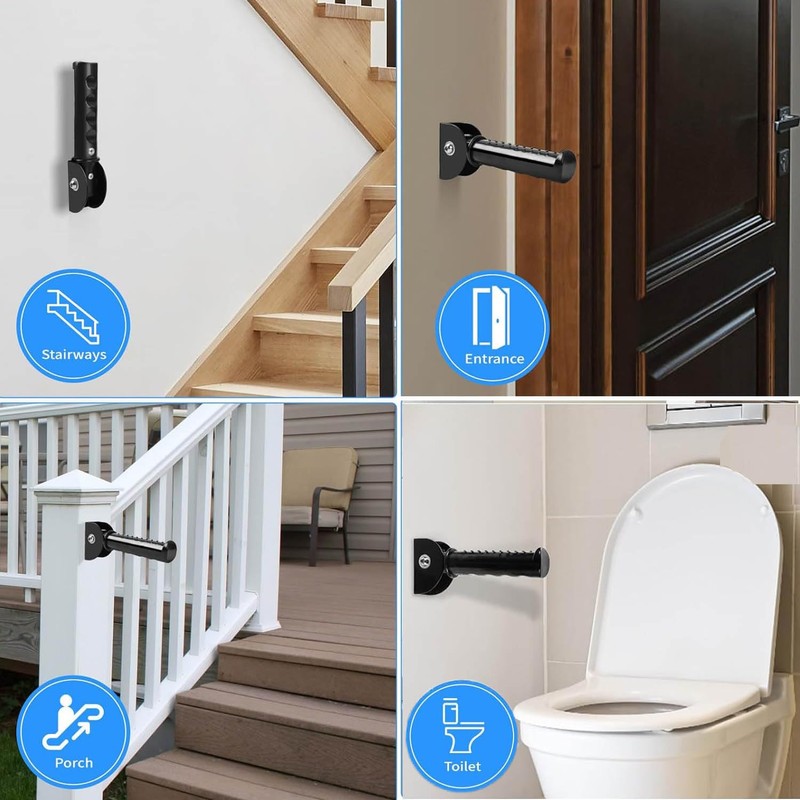WADY Flip Up Grab Bars for Elderly for Wall, Extended