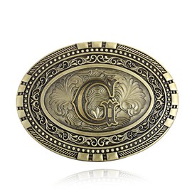 QQA Western cowboy belt buckle initials ABCDEF TO Z Men's novelty upgraded belt accessories (5646G)