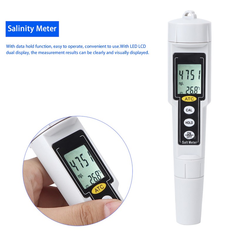 CT3081 Portable Digital Salinometer Salinity Temperature Humidity Tester Meter for
