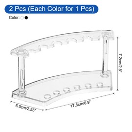 sourcing map 2 Pack Plastic Pen Holder, 6-Slot Acrylic Pen Display Stand, Eyebrow Pen Rack, Makeup Brush Organizer for Office Home Store（Black Horizontal/Vertical Clear）
