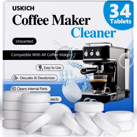 Coffee Machine Cleaner Descaler Tablets 34 Pack, Coffee Maker Cleaner for Keurig, Ninja, Breville, Delonghi, Nespresso, Miele,Espresso Machine Cleaning Tabs,Descaling Solution for Coffee Pot Maker
