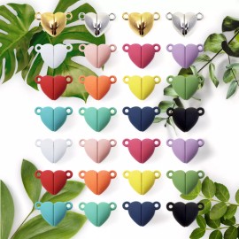 Zapulity 14 Pairs Magnetic Necklace Clasps with Heart Beads Pendant Charms for Jewelry Ma