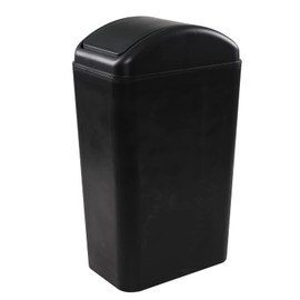 Readsky 14 Liter (3.5 Gallon) Plastic Trash Bin, Garbage Can with Swing Lid, Black, 1 Pack
