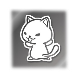 [Tamiya] Go Ahead Cat Sticker Standing Cat Made in Japan Bike Car Sticker (No Pattern, Large White)
