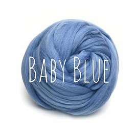 Chunky Wool - Baby Blue - for arm Knitting Chunky Blanket Weaving Felting Jumbo Yarn Giant Wool Soft 50g (0.11lb)