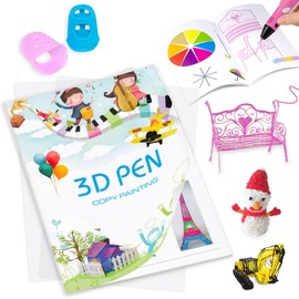 3D Pen Printing Drawing Book, Reusable, Coloured, 40 Patterns, Thick Paper Templates with Two Transparent Plates, 3D Painting Graffiti Stencils for Kids, DIY Gifts. Vomika