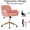 Pink Faux Fur Home Office Chair, Upholstered Elegant Desk Chair