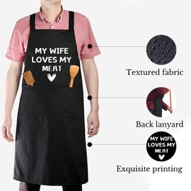 DHQH Kitchen Apron for Men with Pockets, Husband Birthday Gift for Him, Father’s Day Gifts for Men from Wife, BBQ Chef Aprons for Brother Dad Hubby
