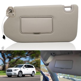 NHILES Left Driver Sun Visor with Lamp & Mirror for 2013-2020 Nissan Pathfinder 2014-2020 Infiniti QX60 and 2013 Infiniti JX35,OEM: 96401-9PB0A 964009PB0A Beige
