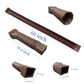 3 pack Flexible Rain Gutter Downspout Extensions,Drain Downspout Extender,Gutter Extension Flexible,Down Spout Drain Extension Pipes,Extendable from 21 to 60 Inches (3pcs brown)
